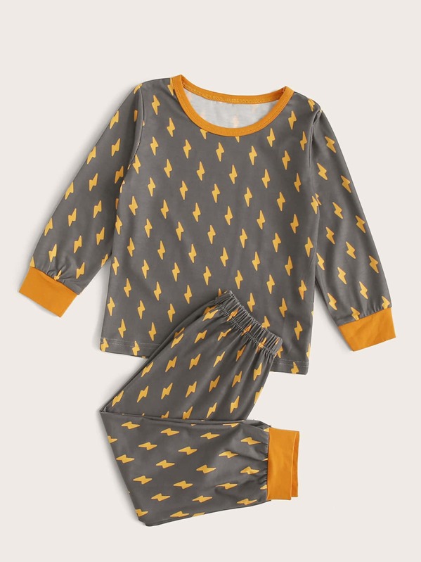 

Toddler Boys Lightning Print PJ Set, Grey