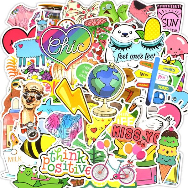 

50pcs Cartoon Animal Graffiti Pattern Sticker