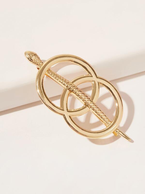 

Double O-ring & Serpentine Decor Hair Clip, Gold