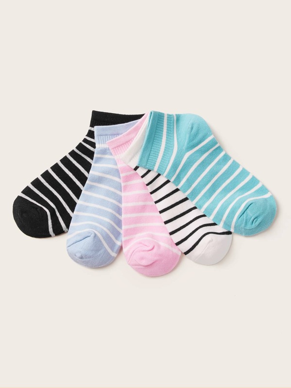 

5pairs Striped Pattern Socks, Multicolor