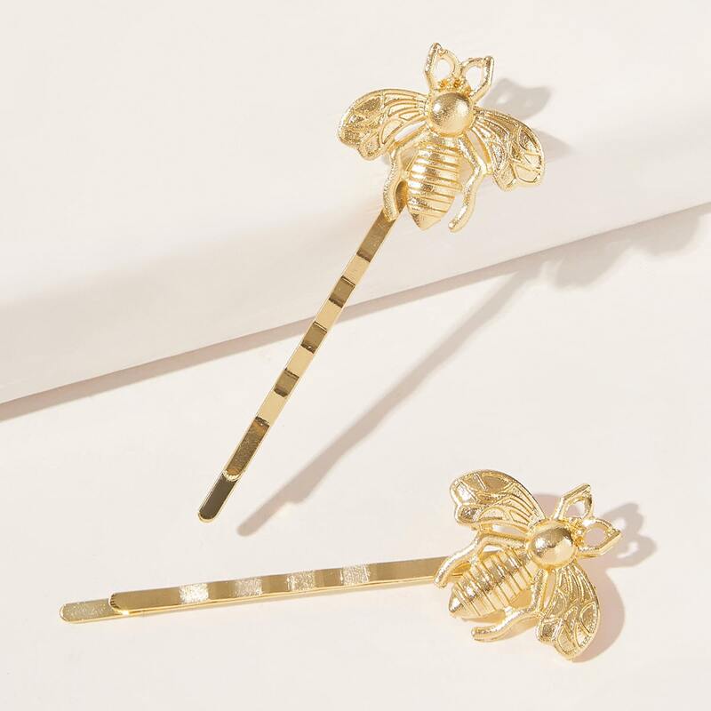 

2pcs Bee Decor Hairpin, Gold