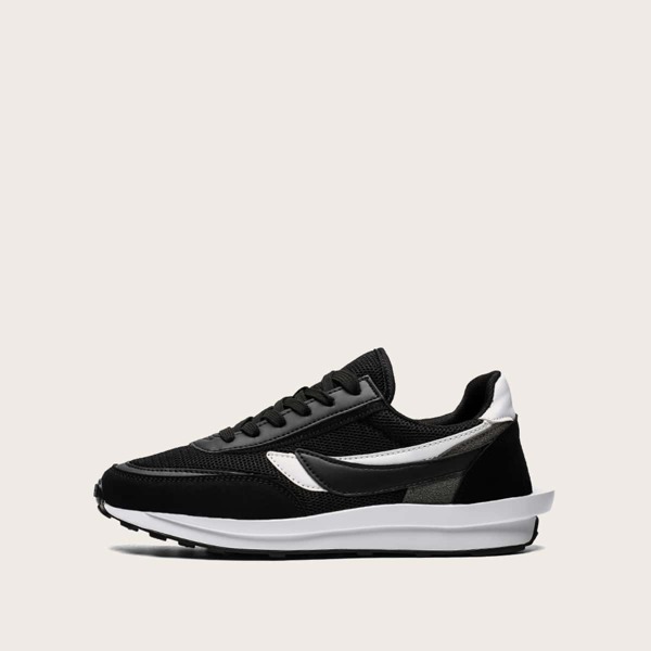 

Men Lace-up Front Mesh Sneakers, Black