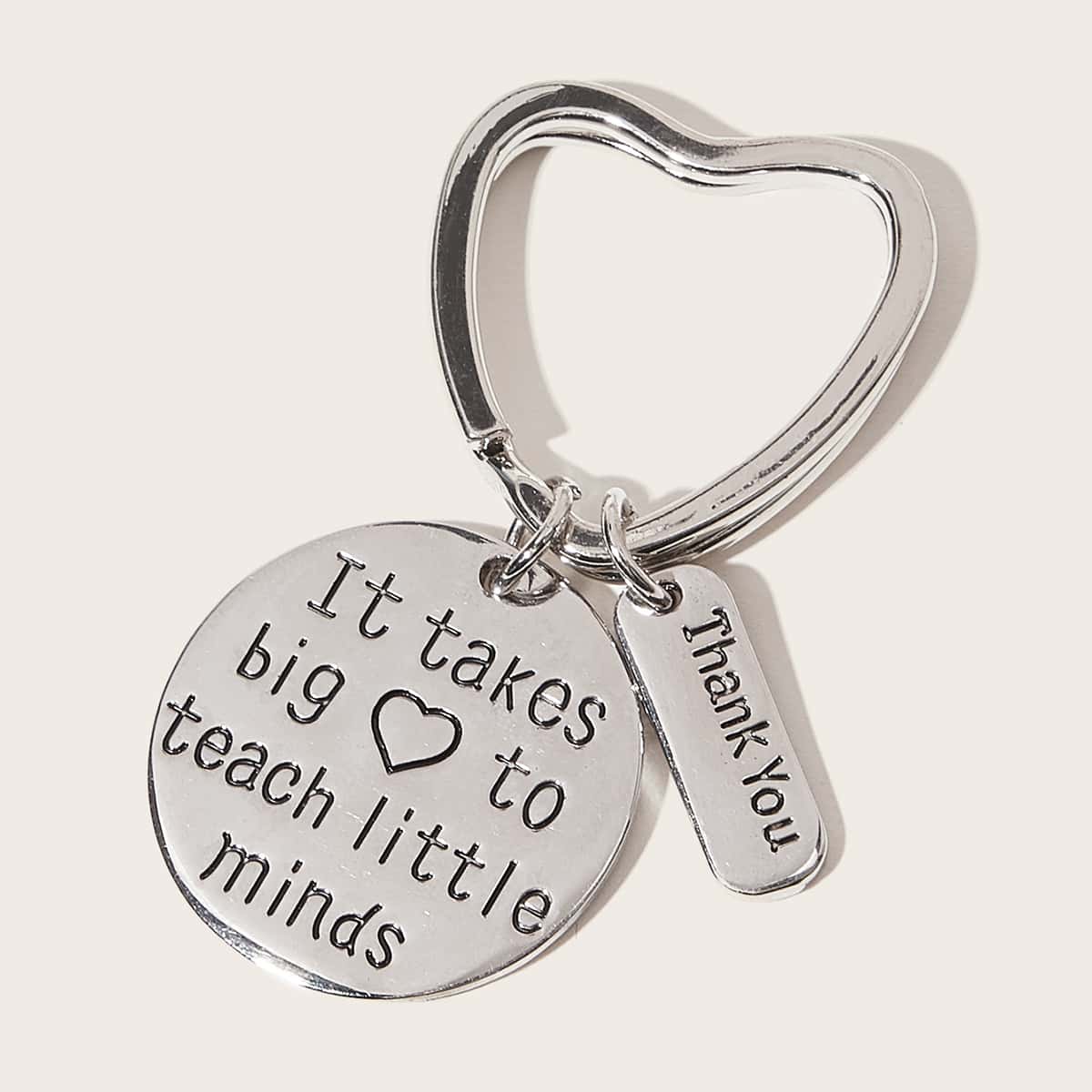 

Letter Engraved Heart Keychain, Silver