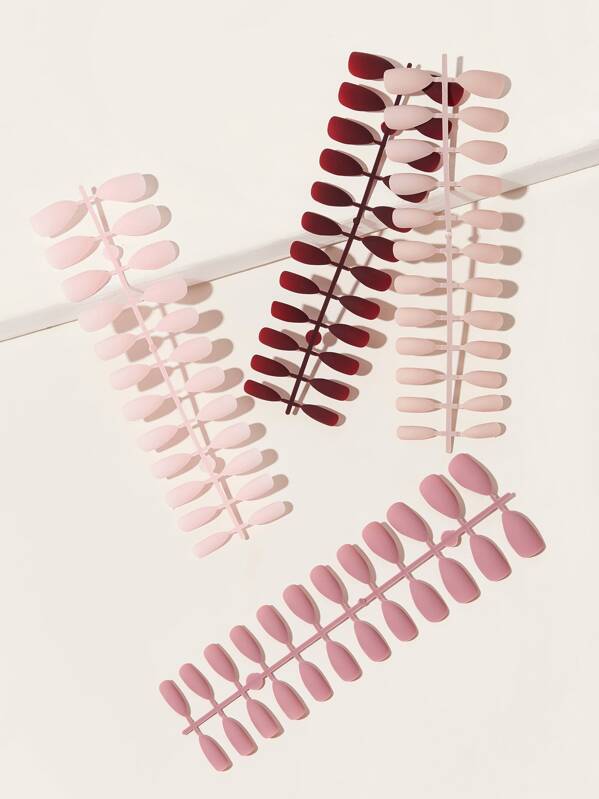 

96pcs Solid Fake Nails, Multicolor