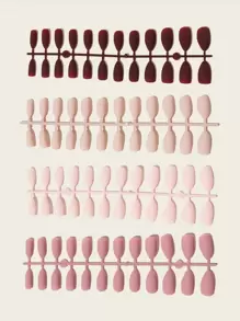Get Glamorous With 96pcs Short Almond Multicolor Red Pink Matte Fake Nail Press On Nails Nail Supplies - Multicolor - View 2