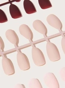 Get Glamorous With 96pcs Short Almond Multicolor Red Pink Matte Fake Nail Press On Nails Nail Supplies - Multicolor - View 3