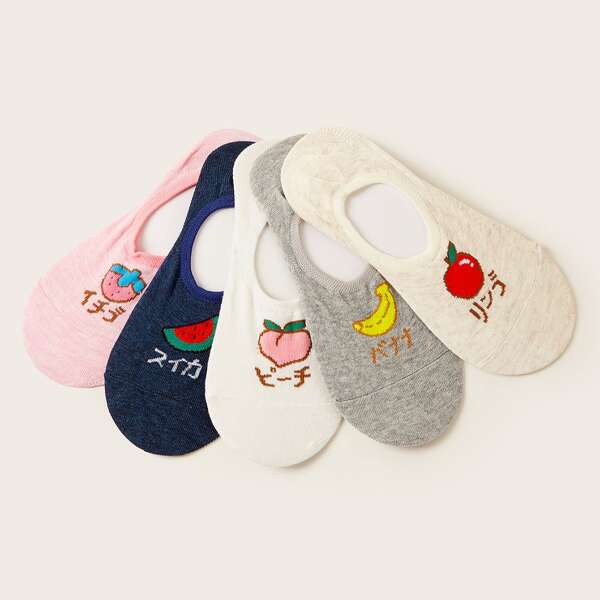 

5pairs Fruit Pattern Socks, Multicolor