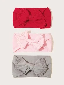 3pcs Baby Bow Decor Headbands - Multicolor - View 2
