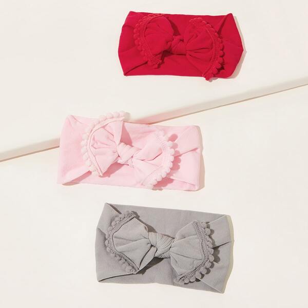 

3pcs Baby Bow Decor Headbands, Multicolor