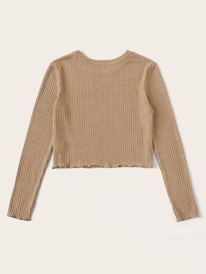 Lettuce Edge Rib-knit Fitted Crop Tee
