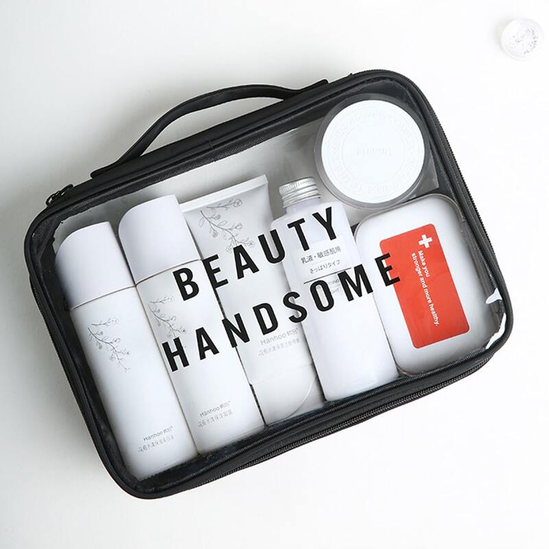 

1pc Travel Clear Letter Graphic Storage Bag, Black