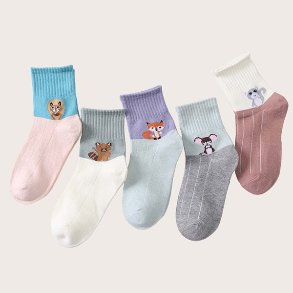 

5pairs Toddler Kids Cartoon Graphic Socks, Multicolor