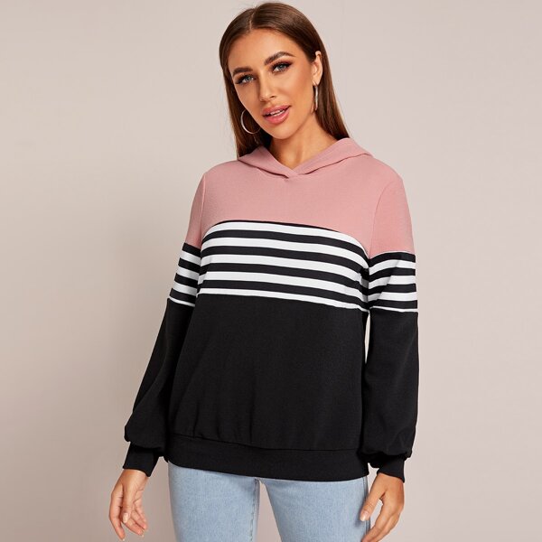

Cut-and-sew Striped Hoodie, Multicolor