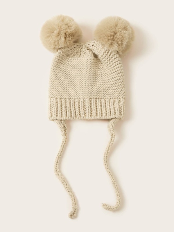 

Baby Pom Pom Decor Beanie, Beige