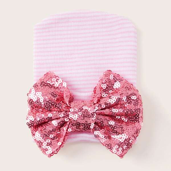 

Baby Bow Decor Beanie, Pink