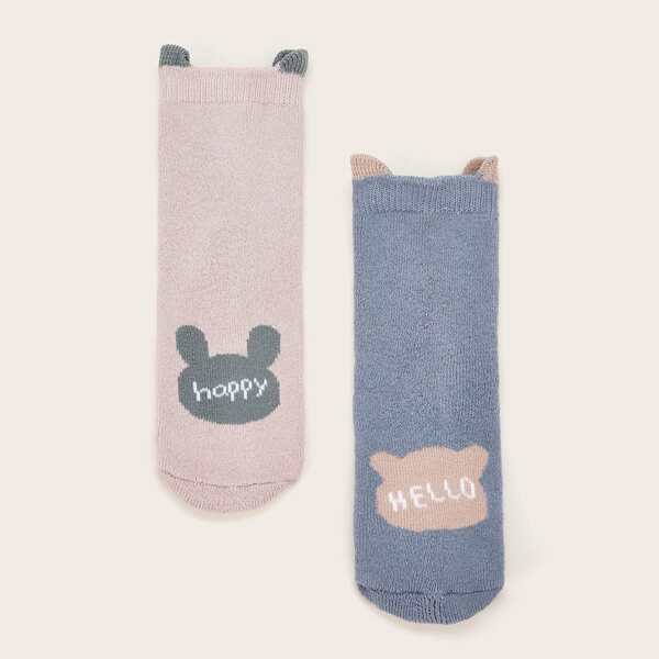 

2pairs Baby Letter Graphic Socks, Multicolor