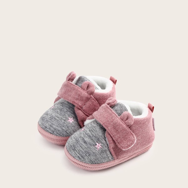 

Baby Girl Velcro Strap Star Embroidered Flats, Multicolor