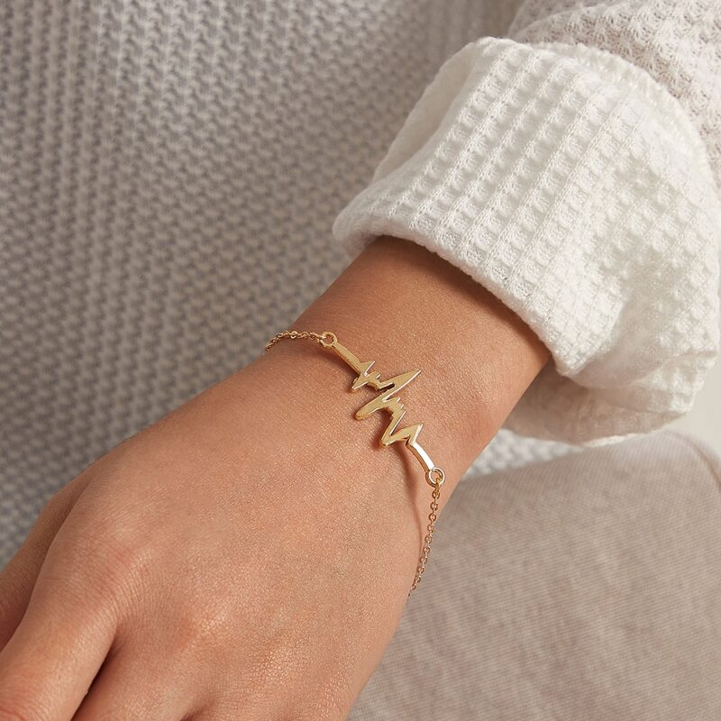 

1pc Geometrical Bar Chain Bracelet, Gold