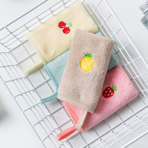 

1pc Random Fruit Embroidered Cleaning Dish Cloth, Multicolor