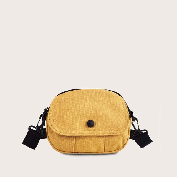 

Letter Strap Canvas Crossbody Bag, Yellow