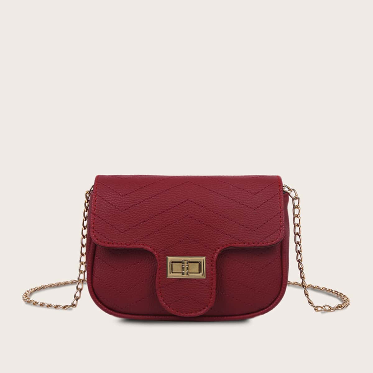 

Twist Lock Flap Chain Bag, Red