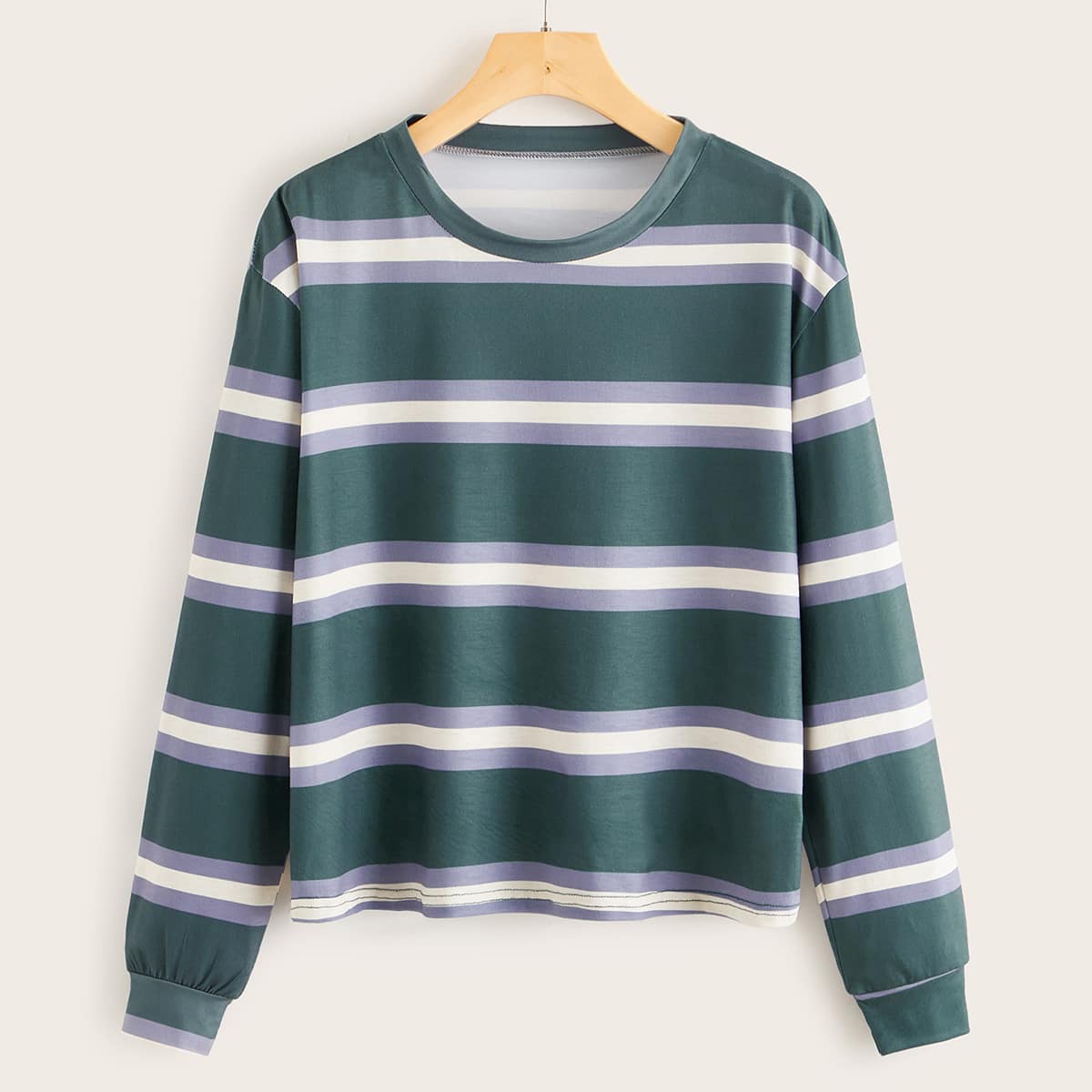 

Striped Crew Neck Pullover, Multicolor