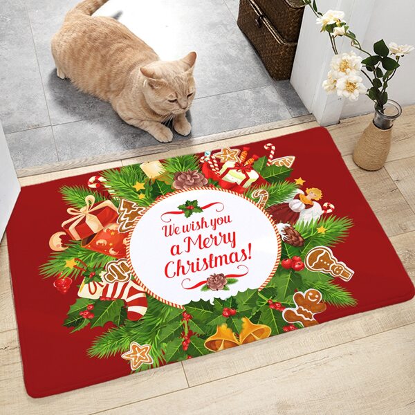 

1pc Christmas Print Floor Mat, Multicolor