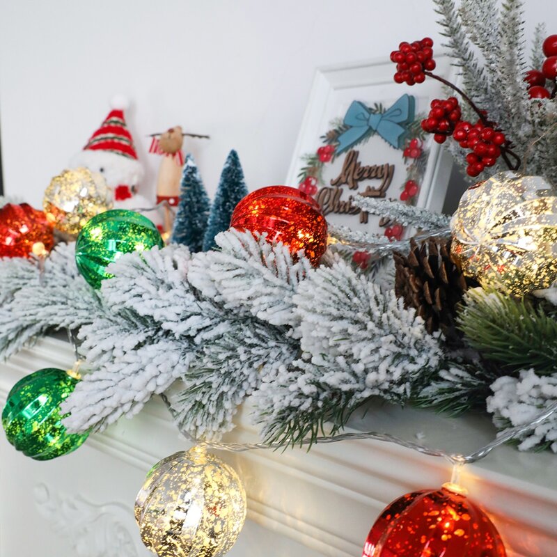 

10pcs Christmas Glitter Ball Bulb String Light, Multicolor
