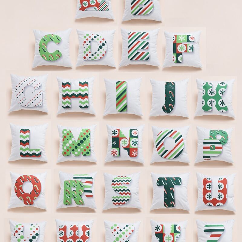 

1pc Christmas Alphabet Print Cushion Cover Without Filler, Multicolor