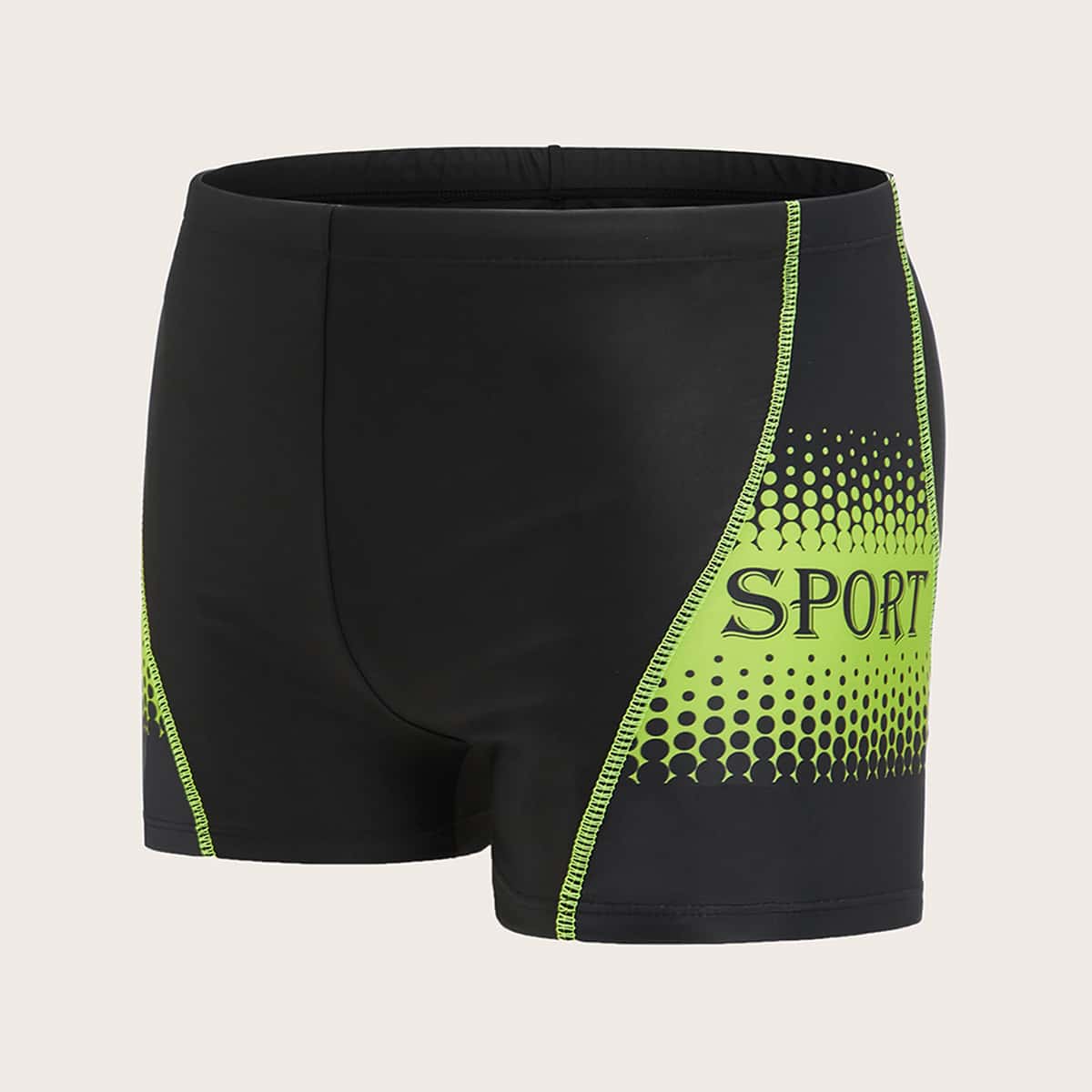 

Guys Letter Graphic Square Leg Swim Trunks, Black