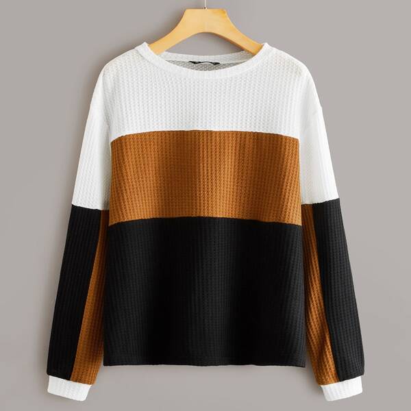 

Color Block Waffle Knit Tee, Multicolor
