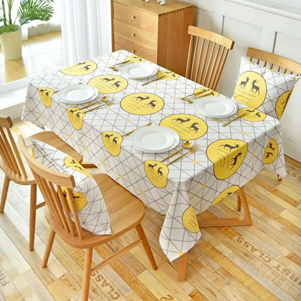 

Elk & Geometric Pattern Tablecloth, Multicolor