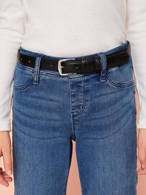 

Kids Metal Buckle Belt, Black, Sashab