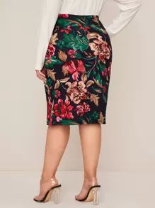 SHEIN Clasi Plus Floral Print Pencil Skirt