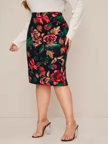 SHEIN Clasi Plus Floral Print Pencil Skirt