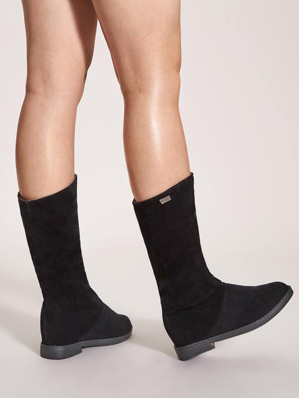 ruched suede boots