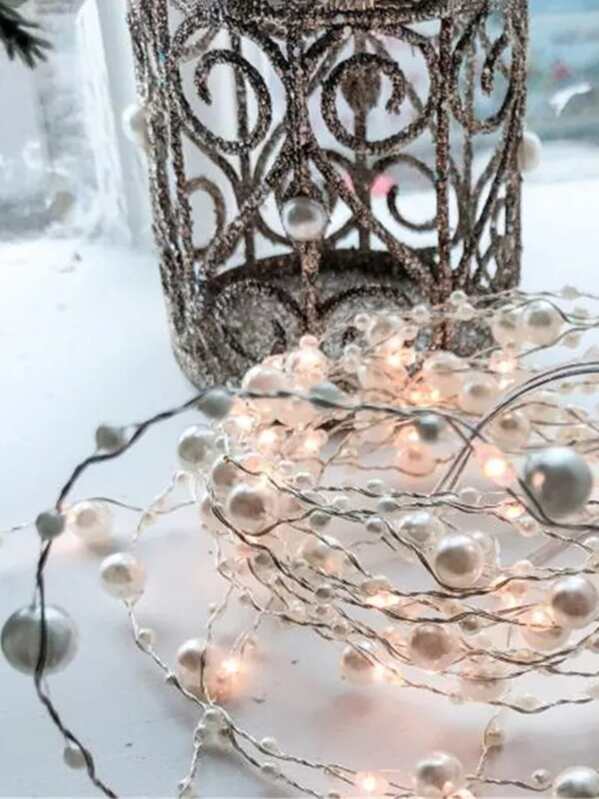 

10pcs Bulb Faux Pearl Decor String Light, White