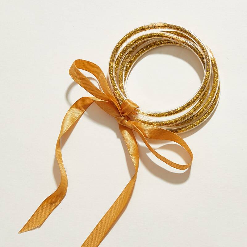 

4pcs Bow Knot Decor Bangle, Yellow