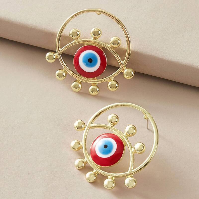 

1pair Eye Decor Earrings, Gold