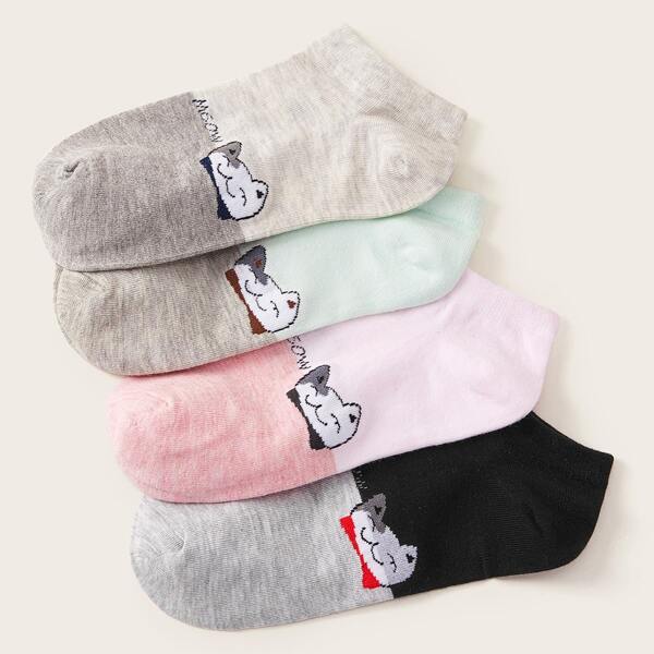 

4pairs Cartoon Graphic Socks, Multicolor
