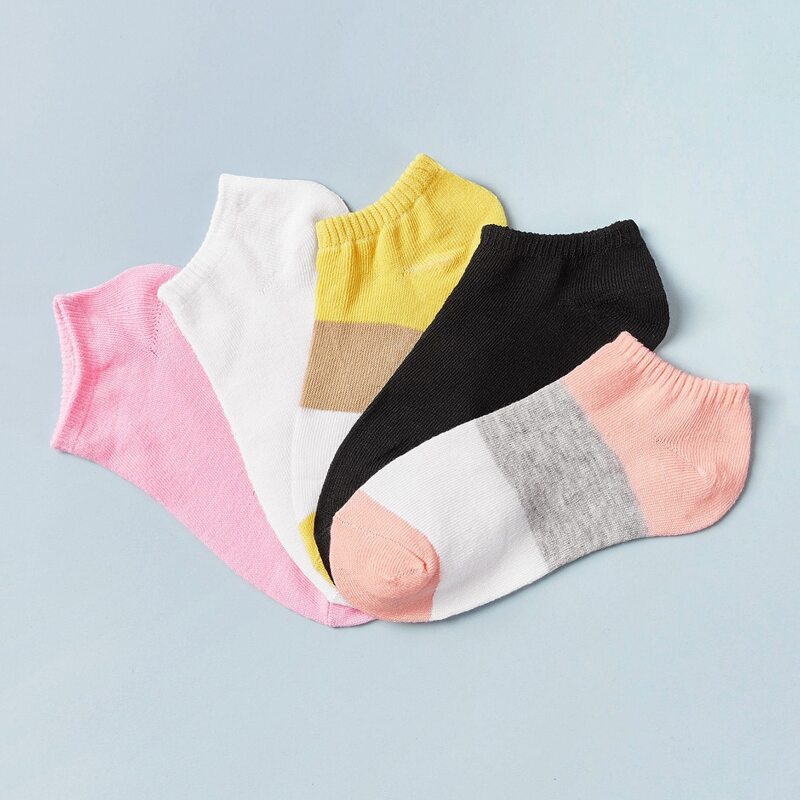 

5pairs Color Block Ankle Socks, Multicolor