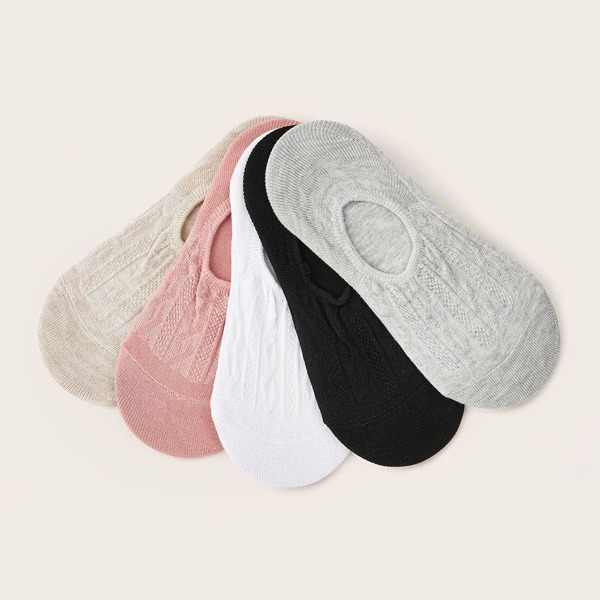 

5pairs Solid Invisible Socks, Multicolor