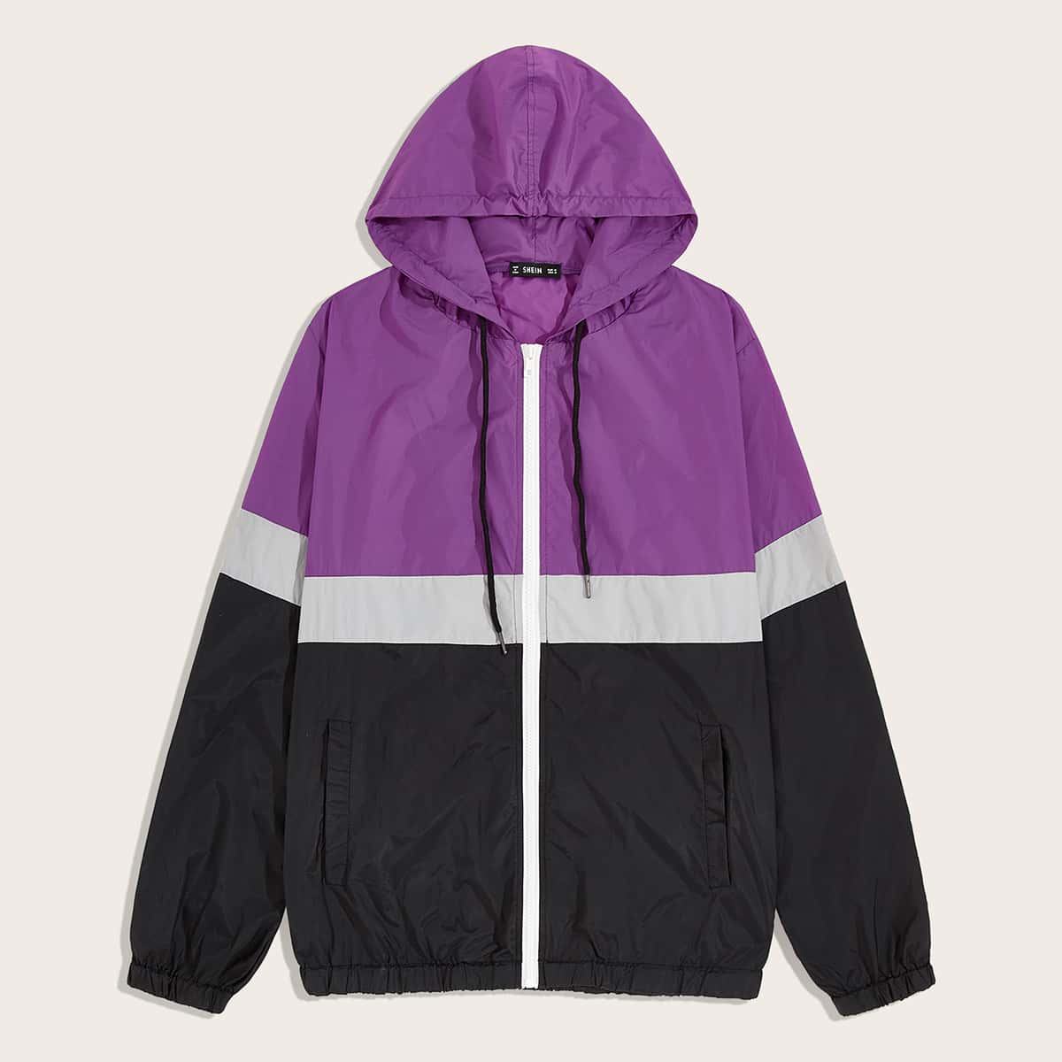 

Guys Zip Up Colorblock Windbreaker Jacket, Multicolor