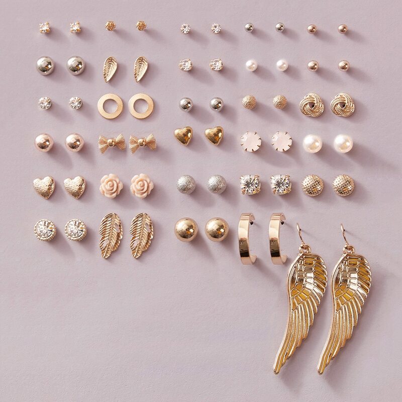 

30pairs Flower & Leaf Decor Earrings, Multicolor