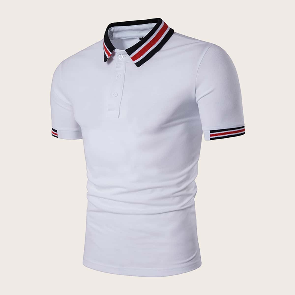 

Guys Contrast Stripe Trim Polo Shirt, White
