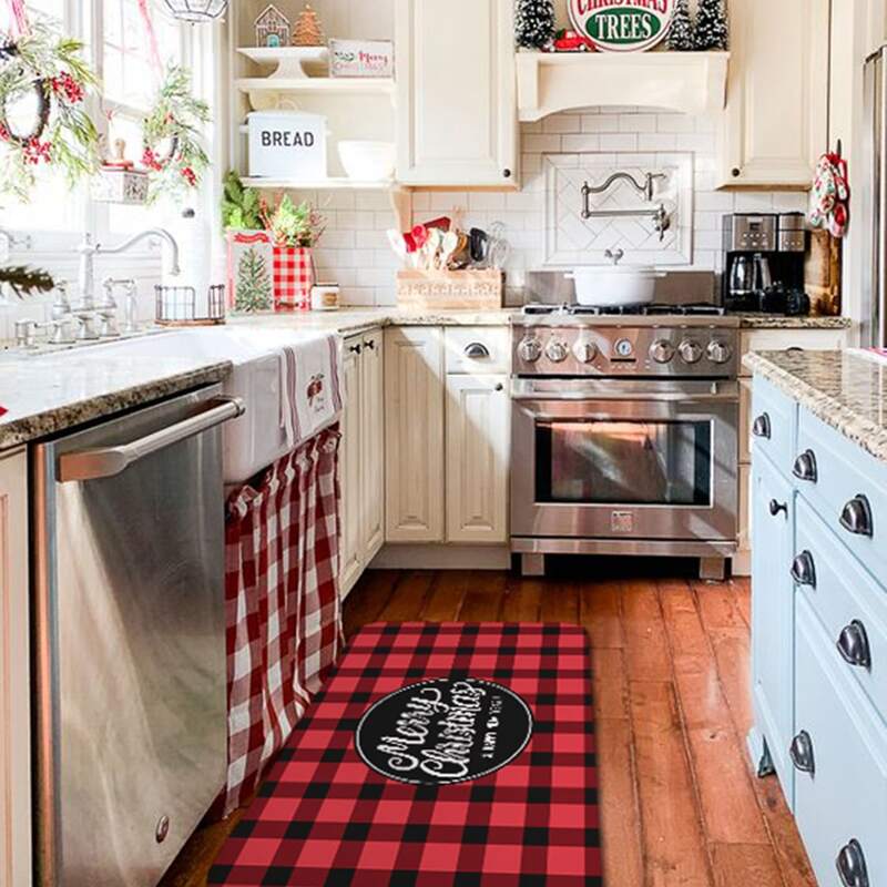 

Christmas Gingham Pattern Floor Mat, Multicolor