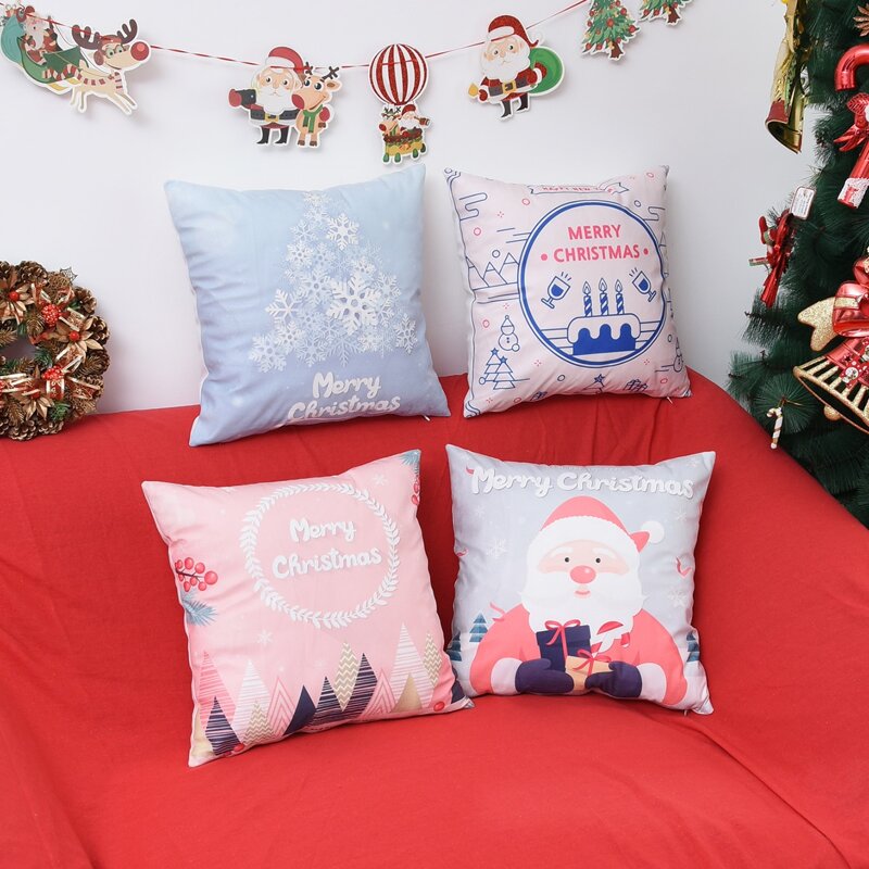 

1pc Christmas Print Cushion Cover Without Filler, Multicolor
