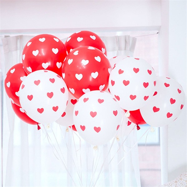

10pcs Cute Heart Print Latex Balloon, Multicolor