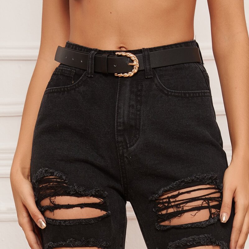 

Twist Metal Buckle Belt, Black