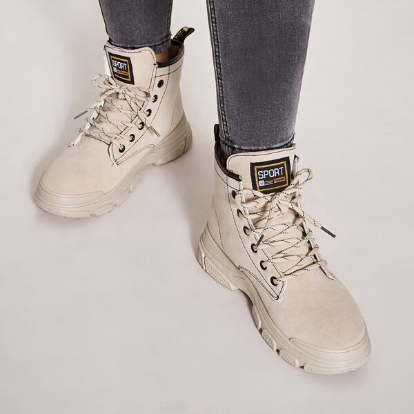 

Lace-up Front Suede Boots, Khaki
